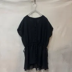 JUSGLITTY ジャスグリッティー ボリュームギャザー楊柳ブラウス シアー ドット ブラウス フレンチスリーブ ブラック 1 レディース 定価¥23100 USED