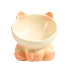 [maru5] 猫 犬 フードボウル ペットボウル 食器 陶器 斜め 15度の傾斜 餌入れ 水入れ 食べやすい 脚付 (ベージュ) [ベージュ]のサムネイル