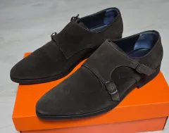 A testony テストーニ ダブルモンク ストラップ スウェード ローファー