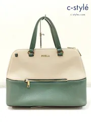 B790 [人気] FURLA フルラ ショルダーバッグ ベージュ系×グリーン系 レザー アレックスドーム 2WAY ハンドバッグ | ★