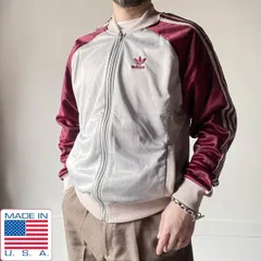 美品 70s-80s USA製 adidas アディダス ATPトラック ジャケット M グレー系×エンジ系 ジャージ ビンテージ アメリカ製 D153-17-0010XV