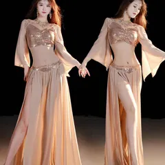 新品 ベリーダンス衣装 レディース セットアップ ダンス用 ワンピース 透け感 メッシュ フリンジ スカート 競技用 練習用 ステージ衣装 舞台衣装 発表会 コンテスト 撮影用