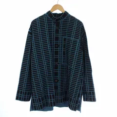 イッセイミヤケ ISSEY MIYAKE A.POC ABLE 23AW TYPE-B 001 幾何学模様 シャツジャケット スタンドカラー 3 L 緑 黒 グリーン ブラック /KH ■SHのサムネイル