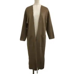 ビームスハート BEAMS HEART カーディガン ニット ロング ノーカラー 前開き 無地 長袖 茶 ベージュ ブラウン