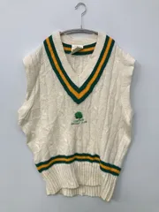 QUALITY CRICKET ベスト LARGE アイボリー 無地 ワンポイント ブランドロゴ 刺繍 ライン柄