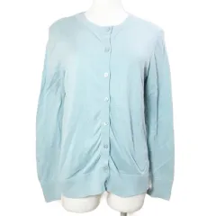 バナナリパブリック BANANA REPUBLIC 21SS アンサンブルニット オーガニックコットン カーディガン トップス ノースリーブ 長袖 S M ブルー系 X