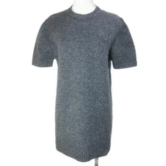 ミラオーウェン Mila Owen Mモチーフ付ウールブレンドミニニットワンピース 24SS 09WNO244006 レイヤード風 半袖 厚手 0 S相当 グレー ホワイト /Xのサムネイル