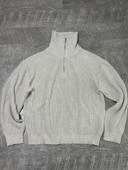 DRAW FIT アイボリー カラー ハーフジップアップ ニット