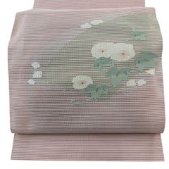 名古屋帯 夏帯 絽 正絹 上品で大人可愛いピンクベージュの帯 - メルカリ