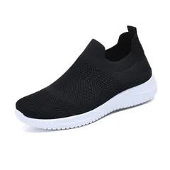 [ジーティアモ] スリッポン 靴 スニーカー レディース 軽量 通気性 メッシュ ジム 柔軟 スポーツ くつ シューズ ウォーキング ナース すりっぽん フィットネス 大人 かかとが踏める 入院 紐 カジュアル 2way ニッ [ブラック] [23.0 cm]
