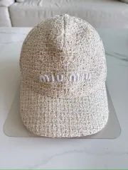 MIU MIU ミュウミュウ ベースボールキャップ 白 ツイード 帽子