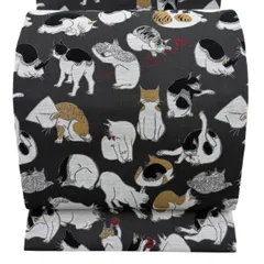【美品】 開き名古屋帯 逸品 猫 灰色 正絹 【中古】