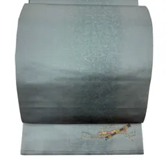 袋帯 秀品 ワンポイント柄 幾何学模様 螺鈿 金彩 灰緑 全通 正絹 【中古】