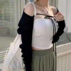 ニア オーサム ゴージ ショート ボレロ サマー カーディガン 2点 (アイ ブラック)