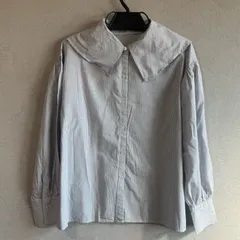 earth music&ecology BIGカラーブラウス ストライプ ブルー