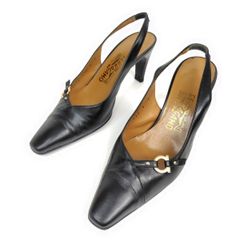 Ferragamo フェラガモ バックストラップパンプス ブラック 22.5 - メルカリ