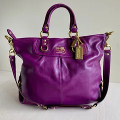 Vintage Coach Madison Julianne Purple Leather Satchel Shoulder Bag Gold Y2K