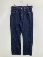 UNIQLO JW Anderson ユニクロジェイダブリューアンダーソン デニムパンツ 24 (61cm) ネイビー フルレングス 無地 ワンポイント ブランドロゴ 刺繍 スタンダード ストレート レギュラー リジッド・ワンウォッシュ