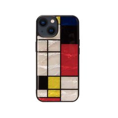 新品 ikins iPhone 14 ケース 天然貝ケース [ Pearl 光沢 表面コーティング加工 TPUとポリカーボネートのハイブリッド 着脱しやすい ストラップホール付き ワイヤレス充電 ] アップル アイフォン 背面カバー Mondrian（モンドリ