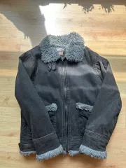 ヴィンテージ ブラック デニムジャケット ムートン