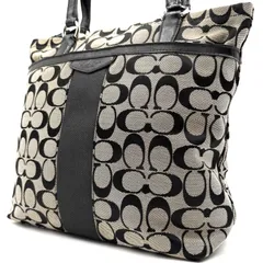 COACH y2k Signature stripe totebag コーチ シグネチャー柄 ストライプ トートバッグ 型番F28504 キャンバスレザー素材 ブラックグレー