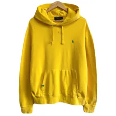 POLO RALPH LAUREN ポロ ラルフローレン PERFORMANCE フーディー パーカー ポケット付き 裏起毛 ワンポイントロゴ 刺繍 黄色 イエロー L/Gサイズ No.P255