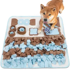 【特価セール】ノーズワークマット（紐ボール付き）｜早食い防止・嗅覚トレーニング［LaLa-Pets］ (ブルー) 犬 ノーズワーク