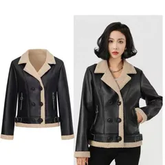 再入荷 ライダースジャケット レディース 厚手 バイクジャケット ショート丈 コート レザージャケット 裏ボア カジュアル 防寒 おしゃれ 暖かい PUコート 秋 冬 アウター フェイクレザー 韓国風 ☆