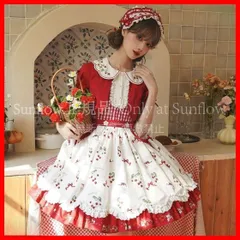 再入荷 【送料無料】コスプレ衣装 可愛いイチゴ柄ロリータワンピースお出かけや女子会にぴったり！