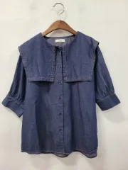ビック襟 デニム シャツ ブラウス