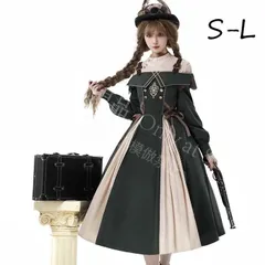 再入荷 人気商品★ロリータ コスチューム トップス ワンピース レトロ風 リボン レディース ゴスロリ 洋服 長袖 フリル コスプレ 衣装 洋服 イベント 春夏秋用 グリーン