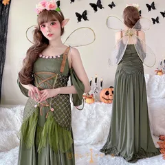 送料無料 ハロウイン コスプレ 仮装 大人用 花の精霊 コスプレ衣装 精霊 ガールズ 仮装 羽付 ドレス 翼 妖精 妖精ドレス コスプレ 可愛い ロングドレス 衣装 バレンタイン レディース 女性 大人 ワンピース ロング