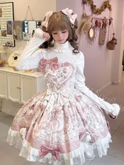 再入荷 人気商品★ロリータ ジャンパースカート ワンピース 2点セット キャミソールワンピース マント付き イチゴ柄 猫柄 フリル 膝丈 可愛い 写真撮り ハロウィン衣装 コスチューム 舞台衣装 演出服 Lolita ロリータドレス 大人 ピンク