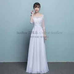 再入荷 ウエディングドレス レース ロングドレス 袖あり ノースリーブ 白 ワンピースドレス Ｉライン ホワイト 花柄 透け感 シースルー フェミニン 大きいサイズ 3l