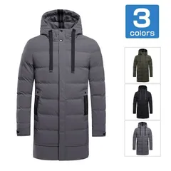 送料無料 中綿ジャケット 中綿コート ミディアム丈 アウター ジャンパー フード付き 立ち襟 中綿ブルゾン コート ロング丈 メンズジャケット 無地 シンプル カジュアル 厚手 防風 防寒 暖か 秋冬服