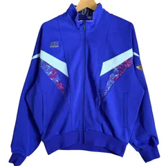 90年代 ASICS アシックス トラックジャケット RECORDER レコーダー ジャージ メンズL相当 古着 90年代 90s ヴィンテージ ビンテージ 切替デザイン パープル×ホワイト×マゼンタ 総柄【トレーニングジャケット】/ MS317