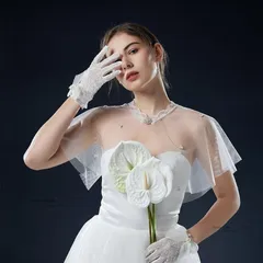 再入荷 ショール ウェディングショール 白 ウェディング 透け感パール ホワイト 結婚式 花嫁 二次会 パーティー ウェディングフェミニン ガーリー 豪華 プリンセス