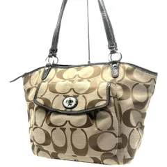 コーチ COACH トートバッグ シグネチャー キャンバス レザー ターンロック ベージュ ブラウン 肩掛け レディース ハンドバッグ 通勤 通学 大容量 人気 定番 カジュアル おしゃれ ブランドバッグ