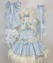 再入荷 人気商品★ゴスロリ ロリータドレス JSK甘ロリ ロリィタドレス　リボン付き　水色