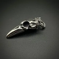 シルバー 髑髏 ペンダント ペンダントトップ ネックレス トップ 王冠 シルバー925 カラスの頭蓋骨 鳥スカル クラウン 刻印