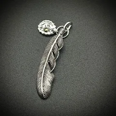シルバー925製 フェザー ペンダントトップ ネックレス トップ シルバー SILVER イーグル 羽 太陽 925 刻印