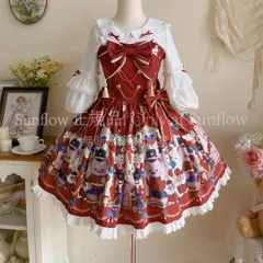 再入荷 【美品★新品未使用】コスプレ衣装 【韓嬢熊ジャズ】ゴスロリロリータドレスロリィjskサスペンダードレ赤