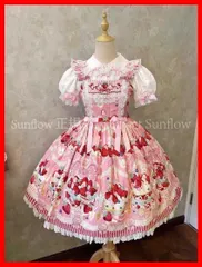 再入荷 【美品★新品未使用】コスプレ衣装 女子会やお出かけに最適ケーキ柄ロリータワンピース