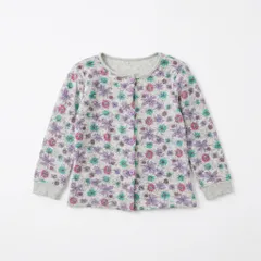 花柄プリント 長袖カーディガン グレー GLOBAL WORK風