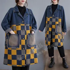 再入荷 レディース 秋新作 アウター ロング丈 デニムジャケット 羽織り ゆったり 目を惹く大人モードなデニムコート 大きめのポケット バランスのいいスタイル