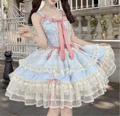 再入荷 【美品★新品未使用】コスプレ衣装 ゴスロフリロリータドレスJSサスペンダードレアイドル甘ロリ