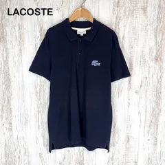LACOSTE ラコステ ビッグ ワニロゴ刺繍 鹿の子 半袖 ポロシャツ ネイビー メンズ トップス