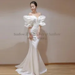 再入荷 ウェディングドレス マーメイド ウェディングドレス 袖あり ノースリーブ キャミソール ウェディングドレス 大きいサイズ 3L 4L 小さいサイズ 二次会 刺繍