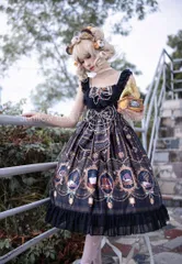 再入荷 人気商品★ゴスロリドレス 黒 ゴシック ロリータjsk ワンピース 森ガール 姫様