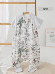再入荷 夏用キッズ スリーパー 幼児 ガーゼ コットン 2重ガーゼ 綿100％ ファスナー開き 部屋着 寝具 パジャマ 寝巻 通気性抜群 吸水性抜群 寝冷え対策 エアコン対策 可愛い柄 サイズ展開 半袖